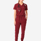TiScrubs Bold Burgundy Women's Stretch Perfect Jogger Pants and One-Pocket Tuckable Top Front View Full Body