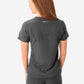Women's Stash-Pocket Scrub Top Charcoal Gray Back View