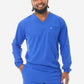 Men's Royal Blue Long-Sleeve Scrub Top Front View Top Only