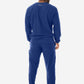 Men's Long Sleeve Scrub Top with Two Chest Pockets Navy Blue Full Body Back View