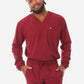 Men's Bold Burgundy Long-Sleeve Scrub Top Front View Top Only