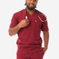 Men's Five-Pocket Scrub Top Bold Burgundy Front View
