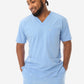 Men's Five-Pocket Scrub Top Ceil Blue Front View