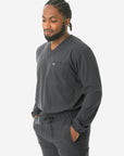 Men's Charcoal Gray Long-Sleeve Scrub Top Front View Top Only