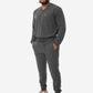 Men's Long Sleeve Scrub Top with Two Chest Pockets Charcoal Gray Full Body Front View with Jogger Scrub Pants