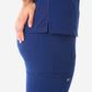 Women's Four-Pocket Scrub Top Navy Blue Top Only Side View Closeup Mesh Panel Split Vent
