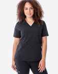 Women's Four-Pocket Scrub Top Real Black Top Only Front View