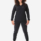 Women's Real Black Long-Sleeve Scrub Untucked Full Body Front View with Perfect Joggers