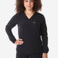 Women's Real Black Long-Sleeve Scrub Top Only Front View