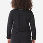 Women's Real Black Long-Sleeve Scrub Untucked Top Only Back View 
