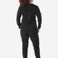 Women's Real Black Long-Sleeve Scrub Untucked Full Body Back View with Perfect Joggers