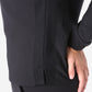 Women's Real Black Long-Sleeve Scrub Untucked Closeup of Mesh Side Seam and Elastic Wrist Cuff