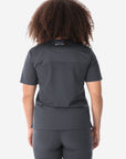 Women's Four-Pocket Scrub Top Charcoal Top Only Back View