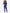 Women's Four-Pocket Scrub Top Navy Blue Full Body Front View with 9-Pocket Pants