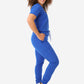 Women's Perfect Jogger Scrubs Royal Blue Side View with One-Pocket Top