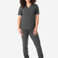 Women's Charcoal Gray Four-Pocket Scrub Top with 9-Pocket Pants Front