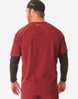 Men's Real Black Long-Sleeve Underscrub and Bold Burgundy Scrubs Back