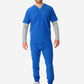 Titanium Gray Men's Long-Sleeve Mesh Underscrub Front with Royal Blue Double-Pocket Top