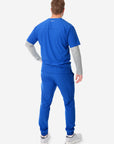 Titanium Gray Men's Long-Sleeve Mesh Underscrub Back with Royal Blue Scrubs