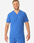 TiScrubs Men's Stretch Royal Blue Double-Pocket Scrub Top Only Front