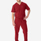 TiScrubs Bold Burgundy Men's 9-Pocket Scrub Pants and Double Pocket Top Front Full Body