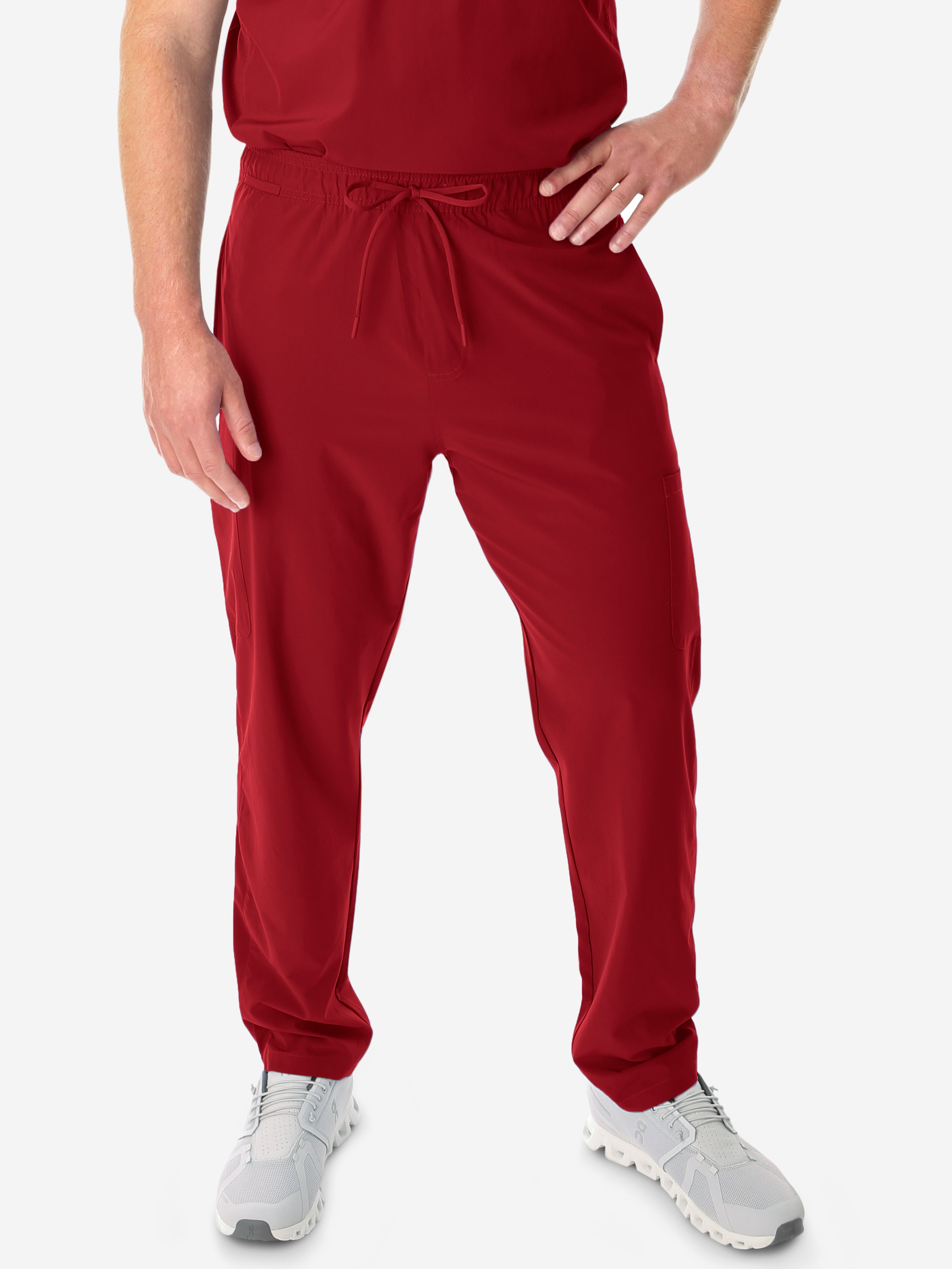TiScrubs Bold Burgundy Men's 9-Pocket Scrub Pants Front Pants Only
