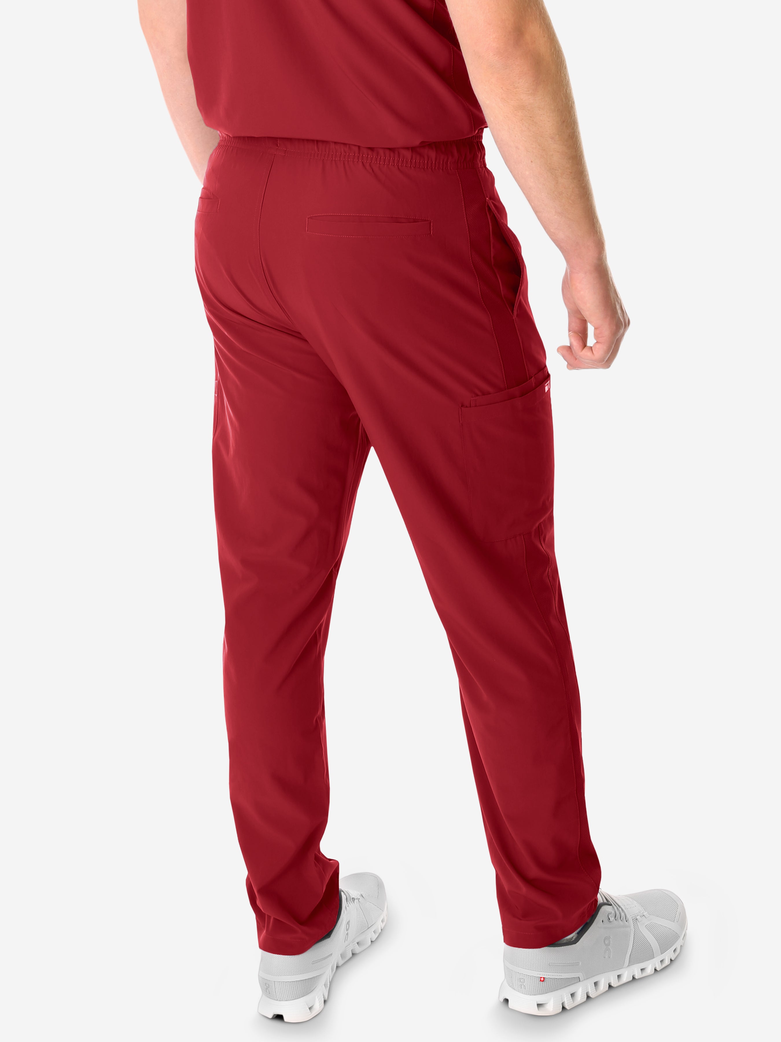 TiScrubs Bold Burgundy Men&#39;s 9-Pocket Scrub Pants Back Pants Only