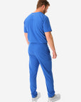 TiScrubs Royal Blue Men's 9-Pocket Scrub Pants and Double Pocket Top Back Full Body