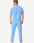 TiScrubs Ceil Blue Men's 9-Pocket Scrub Pants and Double Pocket Top Back Full Body