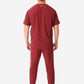 TiScrubs Men's Stretch Bold Burgundy Double-Pocket Scrub Top and Joggers with Long-Sleeve Full Body Back