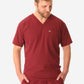 TiScrubs Men's Stretch Bold Burgundy Double-Pocket Scrub Top Only Front