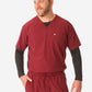 TiScrubs Men's Stretch Bold Burgundy Double-Pocket Scrub Top with Long-Sleeve Black Underscrub Top Only ont