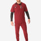 TiScrubs Men's Stretch Bold Burgundy Double-Pocket Scrub Top and Joggers with Long-Sleeve Black Underscrub Full Body Front