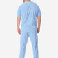 Men's 9-Pocket Scrub Pants Ceil Blue with Double-Pocket Scrub Top Back