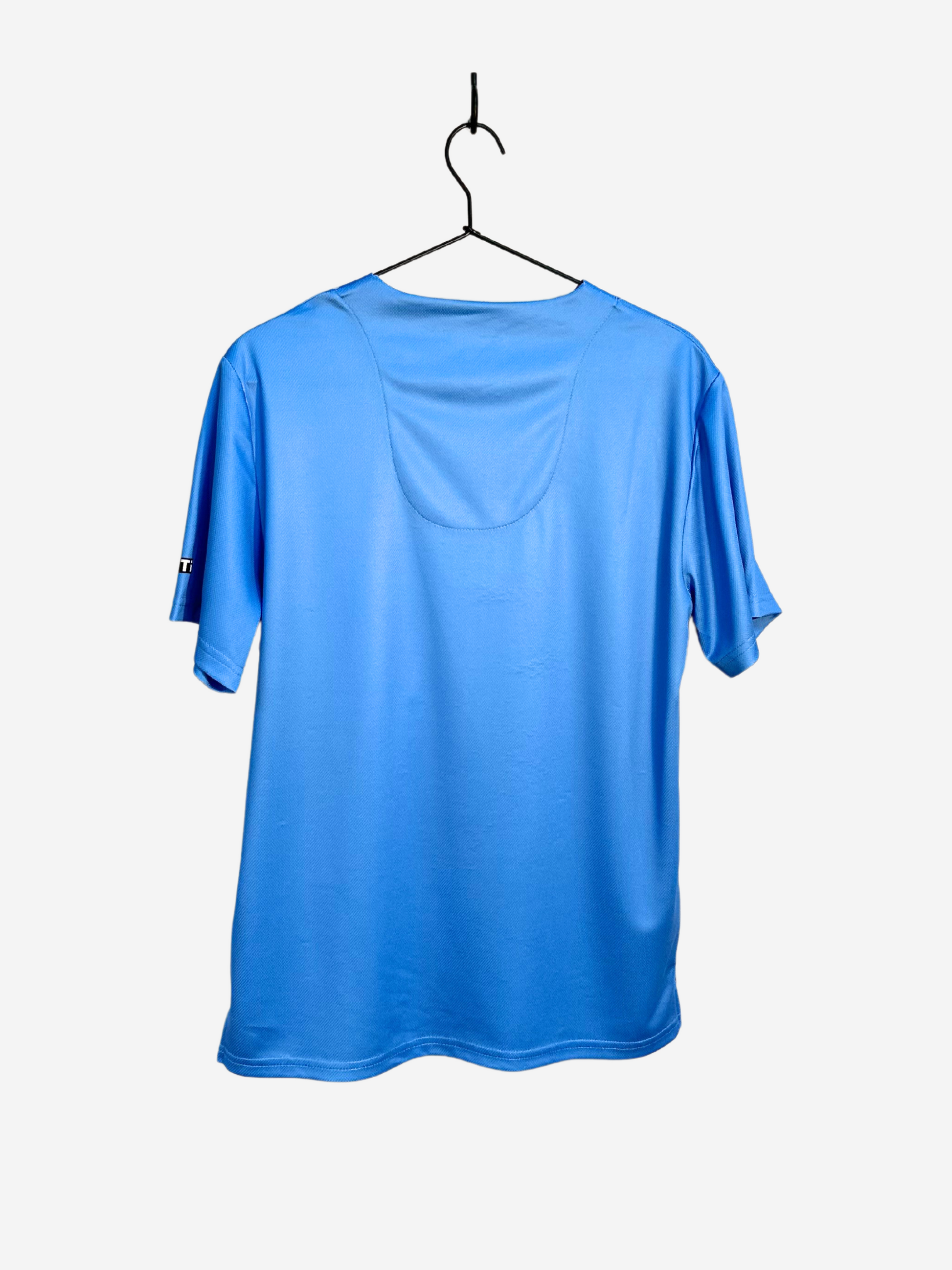 Men's Charlie Hustle KC Royals Sporting KC Kansas City Script Scrub Top Light Blue Back View