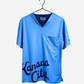 Men's Charlie Hustle KC Royals Sporting KC Kansas City Script Scrub Top Light Blue Front View