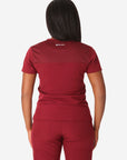 TiScrubs Women's Stretch Bold Burgundy One-Pocket Tuckable Scrub Top Untucked  Top Only Back