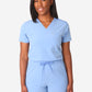 TiScrubs Women's Stretch Ceil Blue One-Pocket Tuckable Scrub Top Tucked  Top Only Front