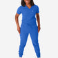 TiScrubs Royal Blue Women's Stretch Perfect Jogger Pants and One-Pocket Tuckable Top Front View Full Body