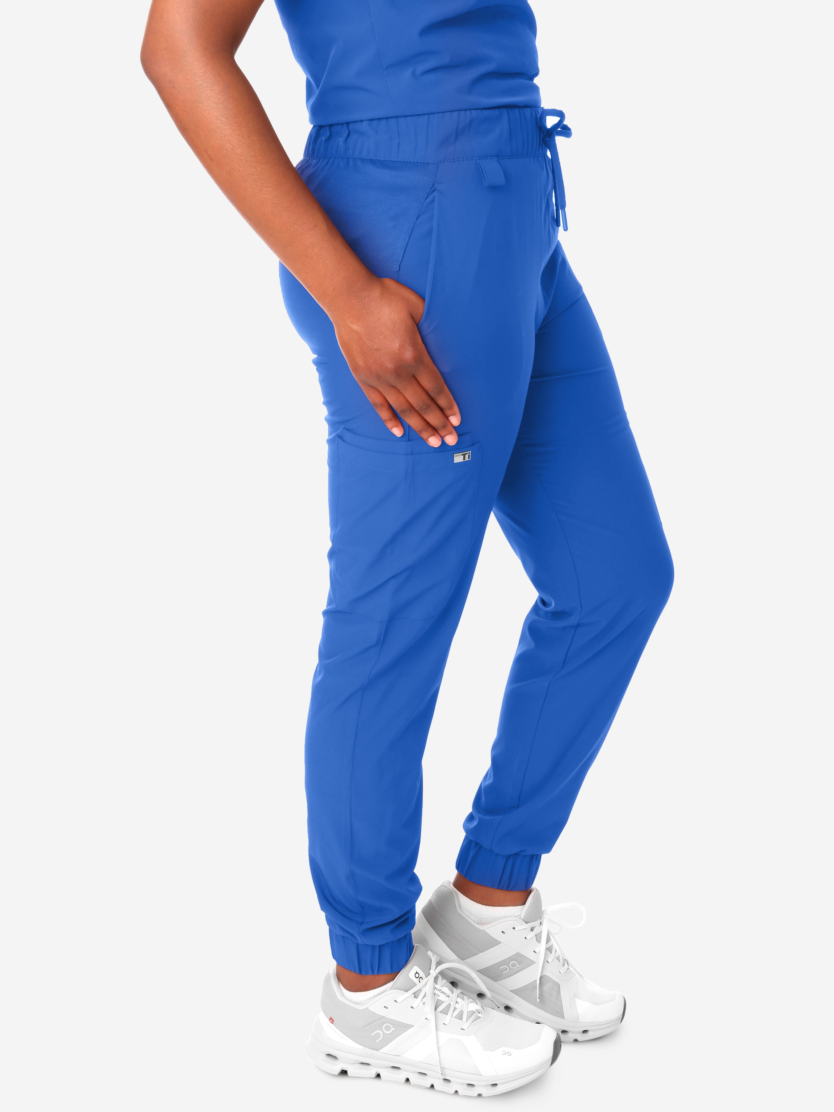 TiScrubs Royal Blue Women&#39;s Stretch Perfect Jogger Pants Side View Pants Only