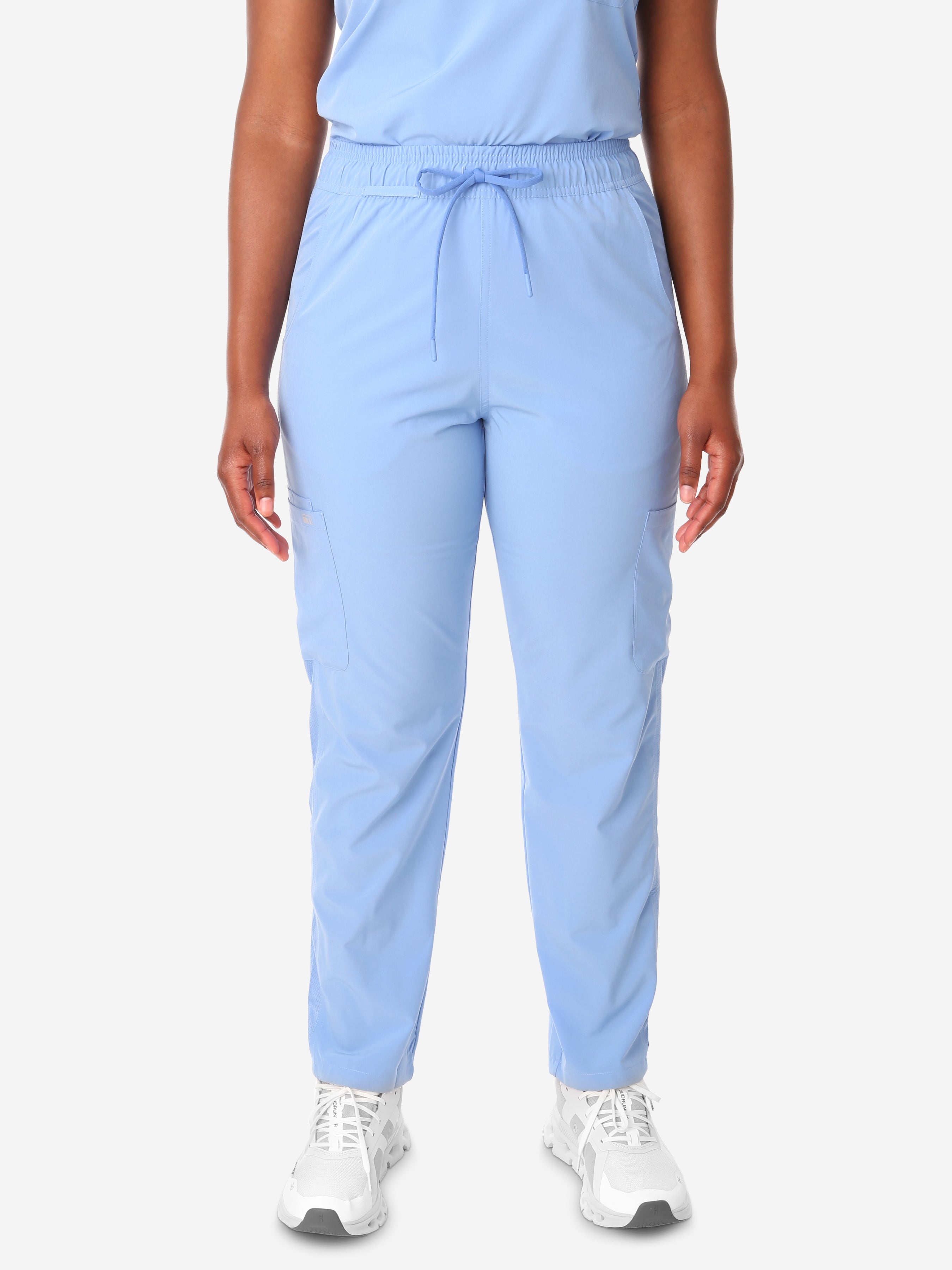 TiScrubs Ceil Blue Women&#39;s Stretch 9-Pocket Pants Front View Pants Only
