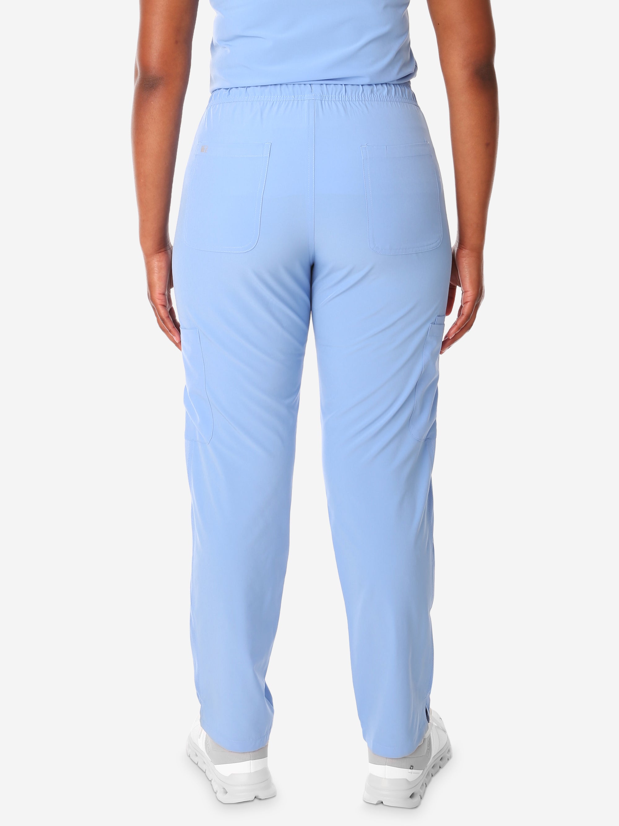 TiScrubs Ceil Blue Women&#39;s Stretch 9-Pocket Pants Back View Pants Only