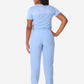 TiScrubs Ceil Blue Women's Stretch 9-Pocket Pants and One-Pocket Tuckable Top Back View Full Body