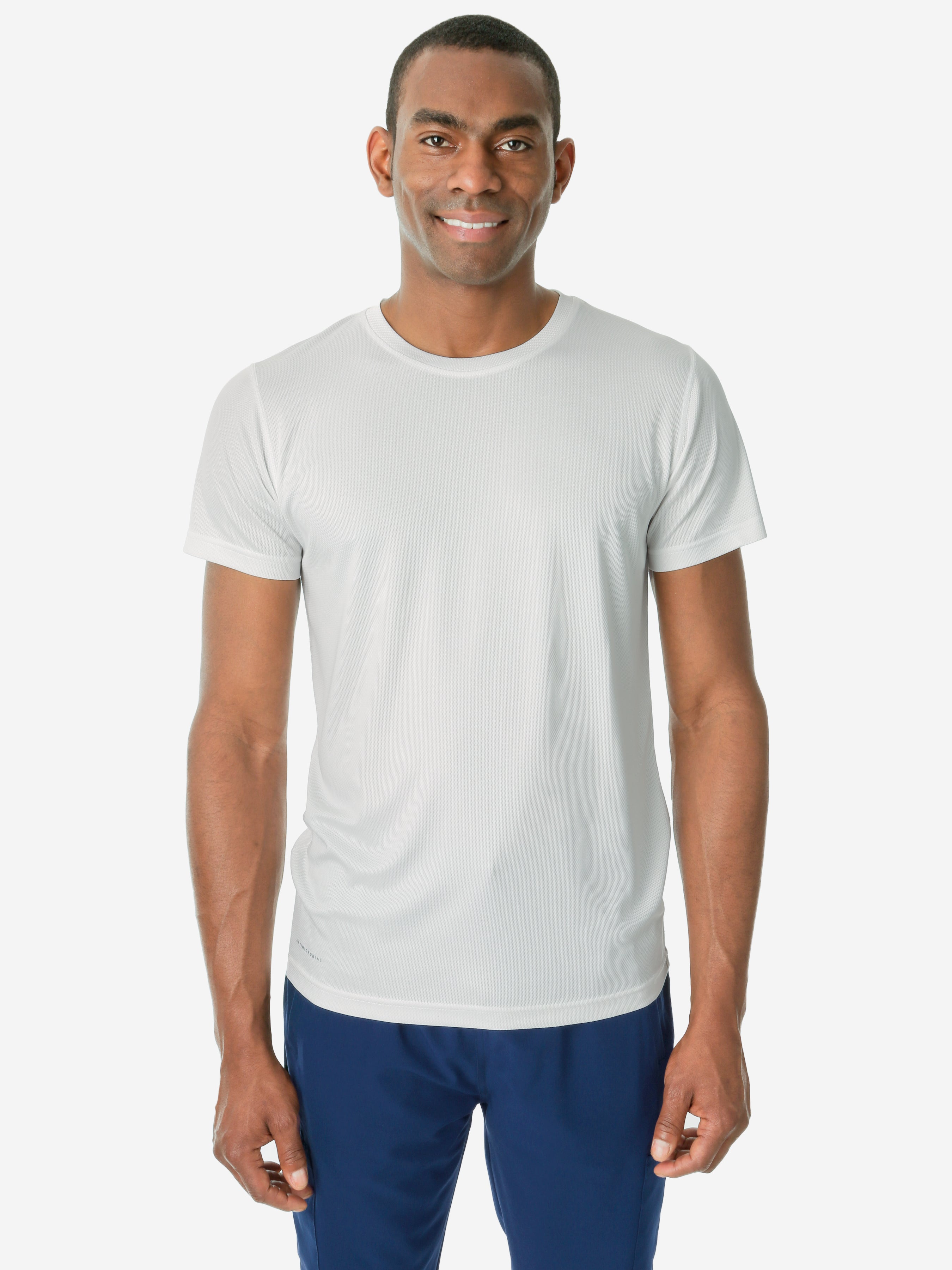 TiScrubs White Men's Mesh Short-Sleeve Underscrub Top Only Front