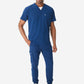 TiScrubs Stretch Navy Blue Men's Jogger Scrub Pants and Double-Pocket Top Untucked Full Body Front