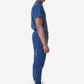 TiScrubs Stretch Men's Navy Blue Jogger Scrub Pants and Double-Pocket Top Full Body Side