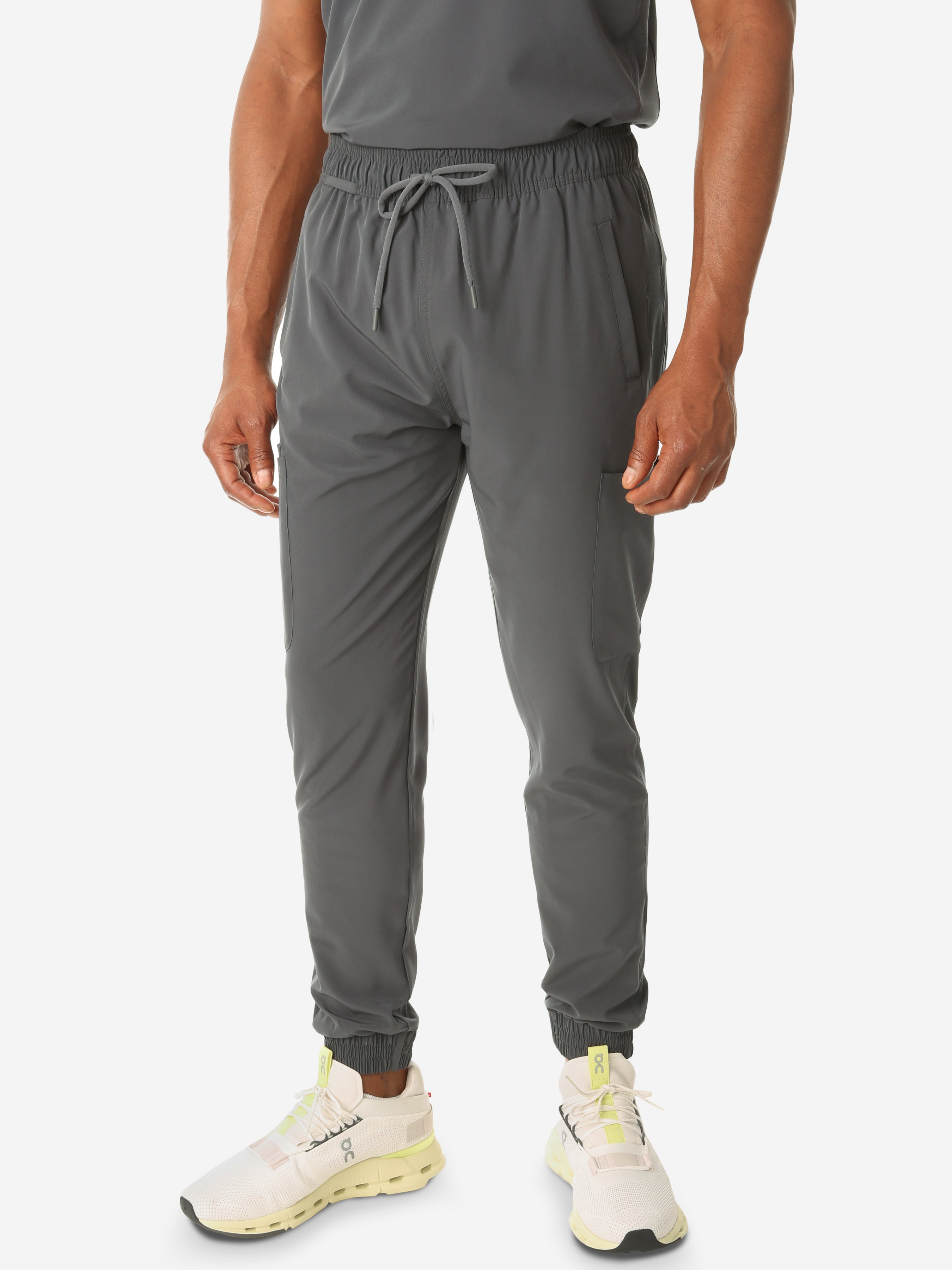 TiScrubs Stretch Charcoal Gray Men&#39;s Jogger Scrub Pants Only Front