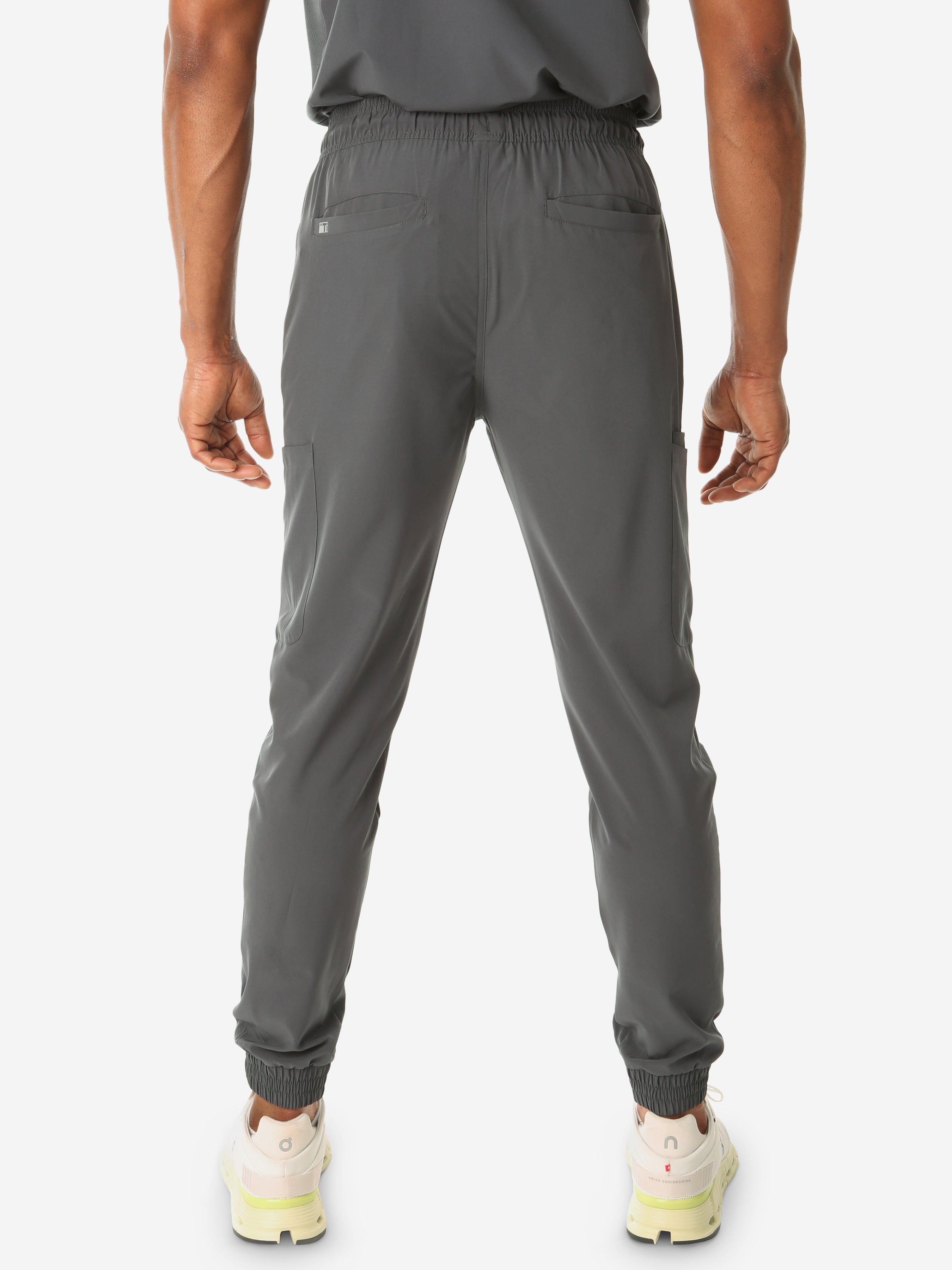 TiScrubs Stretch Charcoal Gray Men's Jogger Scrub Pants and Pants Only Back