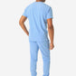 TiScrubs Men's Ceil Blue Double-Pocket Scrub Top Untucked and Joggers Full Body Back