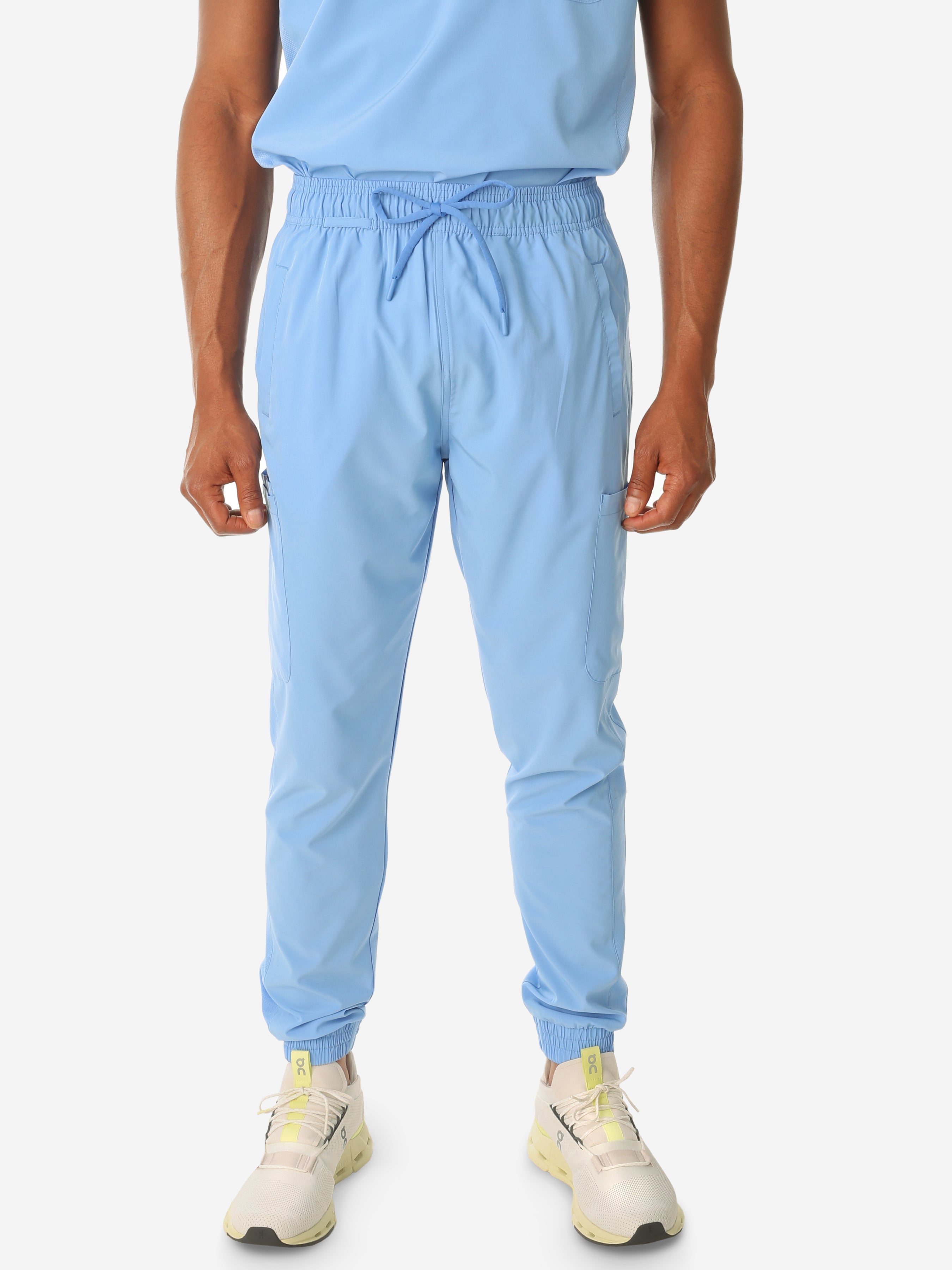 TiScrubs Men&#39;s Stretch Ceil Blue Jogger Scrub Pants Only Front